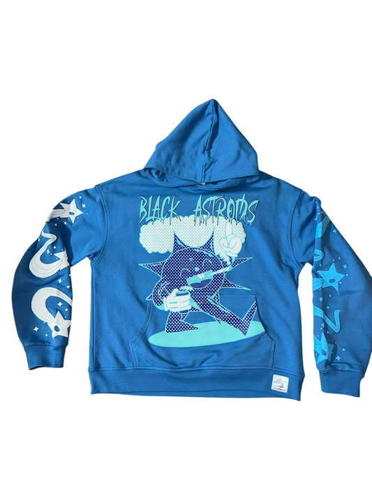 CHANGE THE WORLD BY BEING YOUR SELF RHINESTONE HOODIE (BLUE)