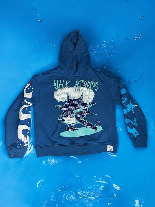 CHANGE THE WORLD RHINESTONE HOODIE (BLUE)