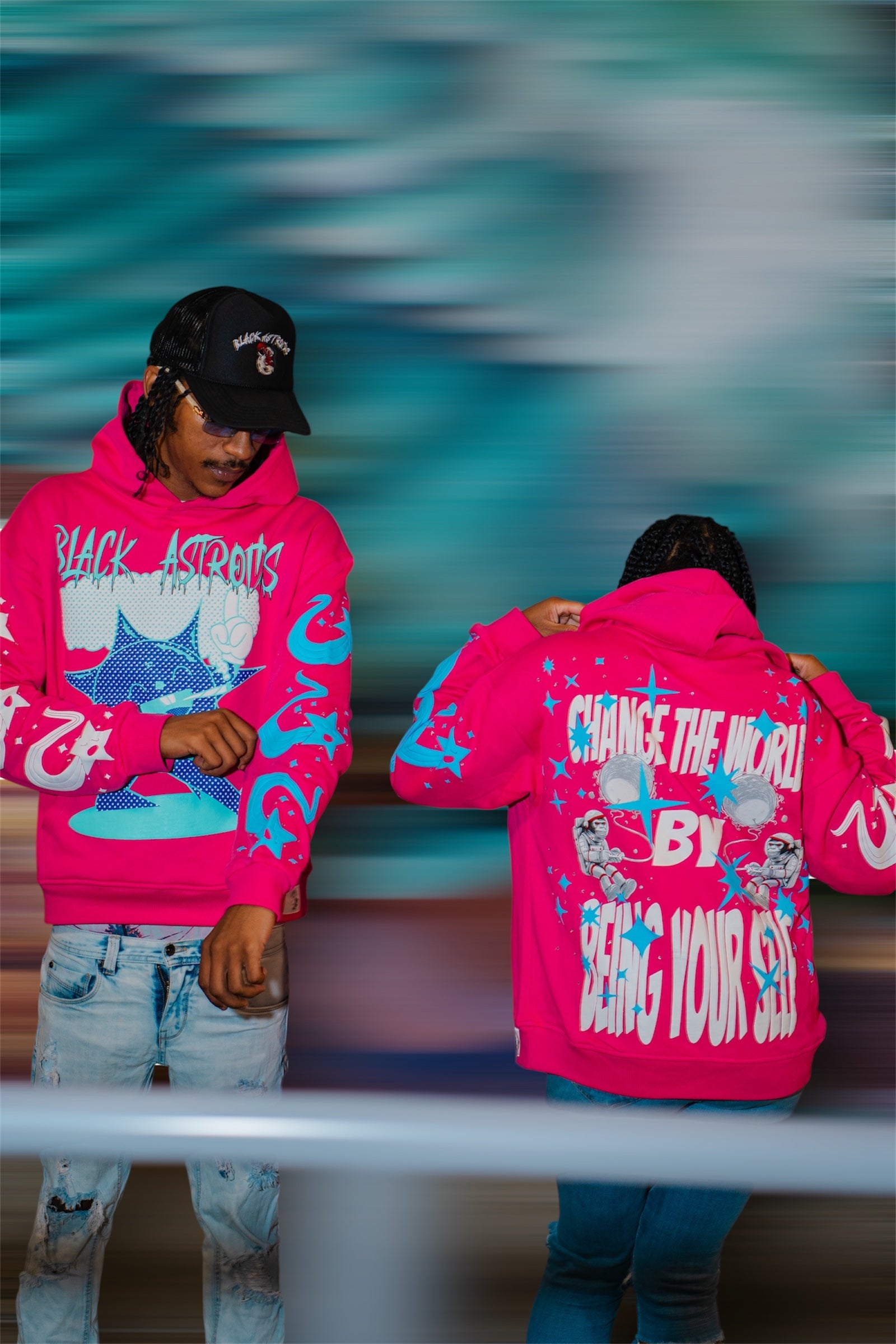 CHANGE THE WORLD BY BEING YOUR SELF RHINESTONE HOODIE (PINK)